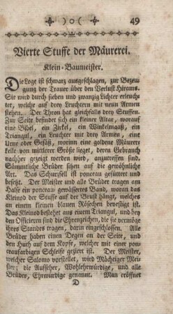 Vierte Stuffe der Mäurerei. Klein-Baumeister