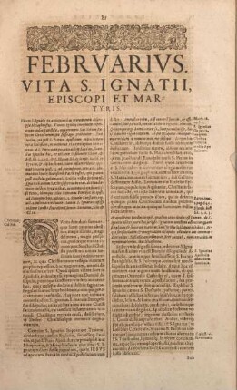 Febrvarivs. Vita S. Ignatii, Episcopi Et Martyris.