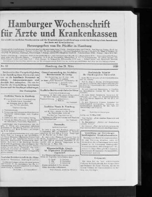 Wissenschaftliche Abende im Allgemeinen Krankenhause Eppendorf.