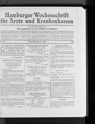 Wissenschaftliche Abende im Allgemeinen Krankenhause Eppendorf.
