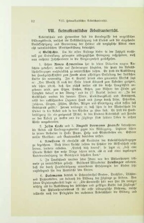 VIII. Heimatkundlicher Arbeitsunterricht