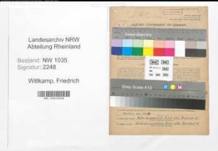 Entnazifizierung Friedrich Wittkamp , geb. 10.05.1906 (Kaufmaennischer Angestellter)