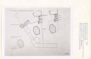 Kammermusik-Club, Berlin-Charlottenburg (Diplomarbeit bei Willy Kreuer): Grundrisse 2. - 3. Obergschoss 1:200 und Deckenuntersicht Saal