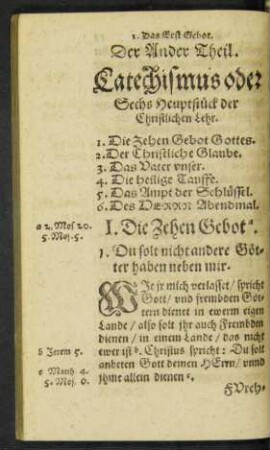 Der Ander Theil. Catechismus oder Sechs Heuptstück der Christlichen Lehr.
