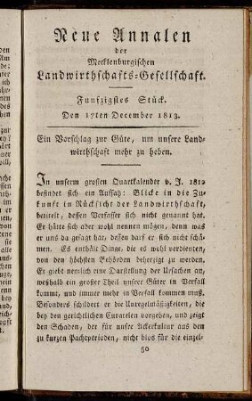Funfzigstes Stück. Den 17ten December 1813.