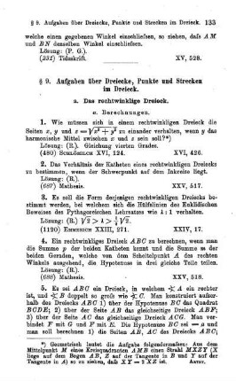 § 9. Aufgaben über Dreiecke, Punkte und Strecken im Dreieck (133).