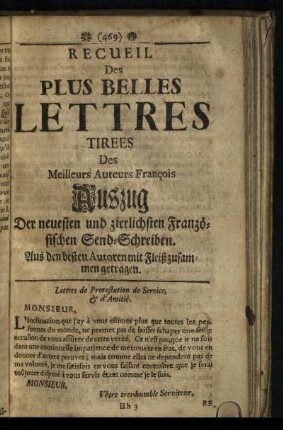 REcueil De Bons Conte Et de Bons Mot Tirez Des Ouvrages des plus beaux Esprits de ce Tems. Das ist: Artige Historien Und Sinnreiche Reden/ Aus den neuesten und besten Scribenten mit Fleiß zusammen getragen.