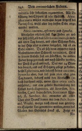 Febris continens, ephemera und Synocha.