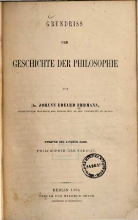 Grundriss der Geschichte der Philosophie. 2, Philosophie der Neuzeit