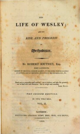 The life of Wesley; and the rise and progress of methodism : in two volumes. 2