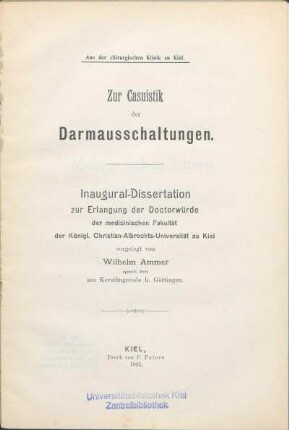 Zur Casuistik der Darmausschaltungen