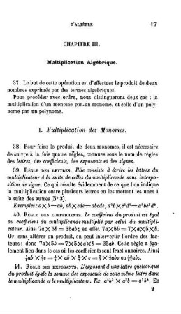 Chapitre III. Multiplication algébrique.