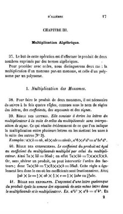 Chapitre III. Multiplication algébrique.