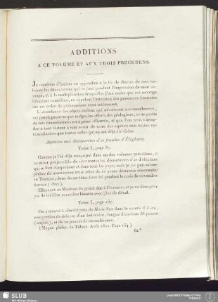 Additions à ce volume et aux trois précédens