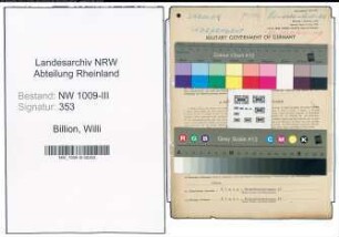 Entnazifizierung Willi Billion , geb. 02.11.1895 (Sattler)