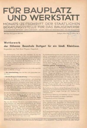 Wettbewerb der Höheren Bauschule Stuttgart