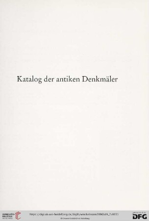 Katalog der antiken Denkmäler