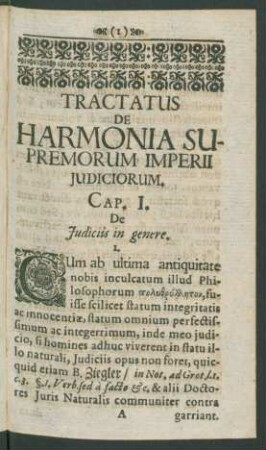 Tractatus De Harmonia Supremorum Imperii Iudiciorum.