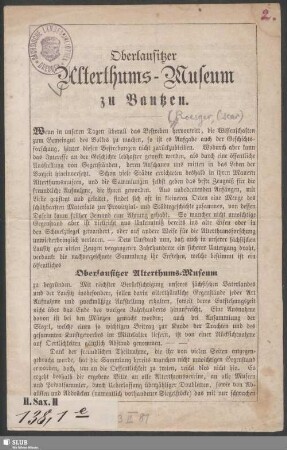 Oberlausitzer Alterthums-Museum zu Bautzen