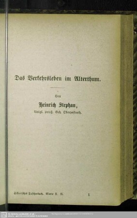 Das Verkehrsleben im Alterthum.