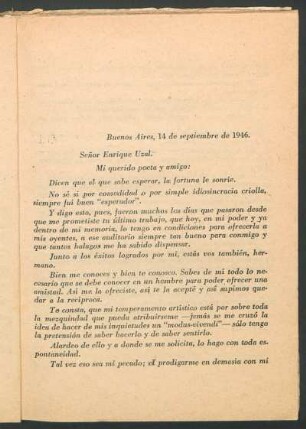 [Carta de Tito Martínez al autor Enrique Uzal]