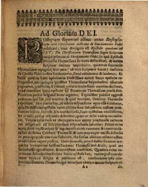 Disquisitio De Fide, Eius Natura, Generatione, Adiunctis atq[ue] Fundamento : occasione Epistolae cuiusdam amici ad (S.T.) Dn. Christianum Thomasium Scriptae instituta & ad Vindicandam Repetitionem Doctrinae Orthodoxae de Fundamento Fidei, huiusq[ue] defensionem publicata