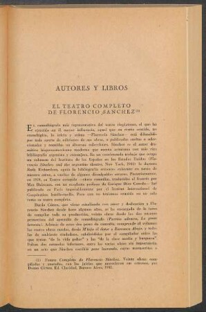 El teatro completo de Florencio Sánchez