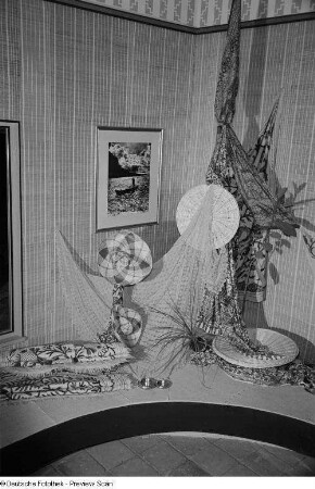 Innenaufnahme des Indischen Pavillons der Leipziger Herbstmesse 1954