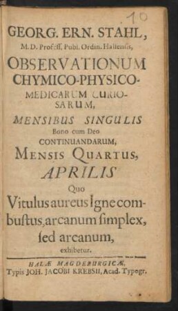 Mensis Quartus, Aprilis Quo Vitulus aureus Igne combustus, arcanum simplex, sed arcanum.