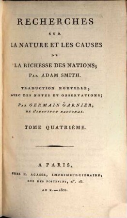 Recherches sur la nature et les causes de la richesse des nations, 4