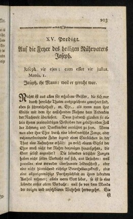 203-217, Auf die Feyer des heiligen Nährvaters Joseph.