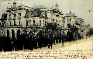 Postkartenalbum August Schweinfurth mit Karlsruher Motiven. "Karlsruhe - Palais Prinz Max"