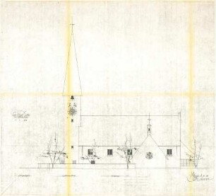 Gsaenger, Gustav; München - Solln; Ev. Apostel Kirche, Pfarrhaus und Jugendheim - Südseite (Ansicht)