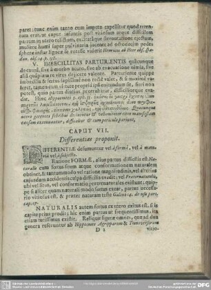 Caput VII. Differentias proponit