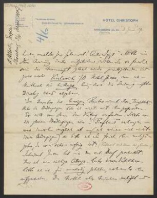 Brief an Ludwig Strecker  und B. Schott's Söhne : 03.06.1907