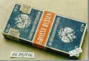 Pappschachtel für "No 77 12 ST. CIGARETTEN NACH RUSSISCHER ART GROSSE RUSSEN"