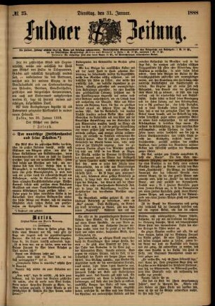 Ausgabe vom Dienstag, den 31. Januar 1888.