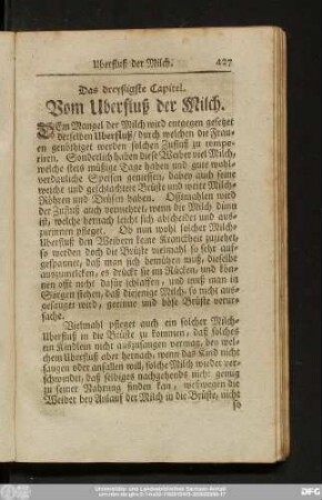 Das dreyßigste Capitel. Vom Uberfluß der Milch.