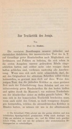 706-730 Zur Textkritik des Jesaja