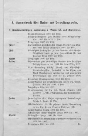 A. Sammelwerke über Rechts- und Verwaltungswesen.