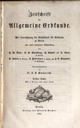Zeitschrift für allgemeine Erdkunde. 3, 3. 1854