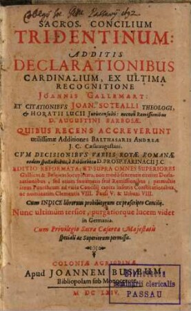 Sacrosanctum Concilium Tridentinum : Additis Declarationibus Cardinalium