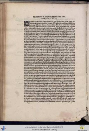 Ioachimus Vadianus Helvetius Candido Lectori Sa.