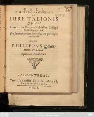 Disputatio Inauguralis De Iure Talionis