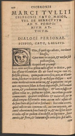 Marci Tullii Ciceronis Cato Maior, Vel de Senectute Ad T. Pomponium Atticum.