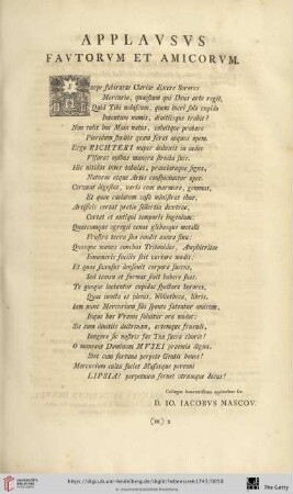 Applavsvs Favtorvm et Amicorvm