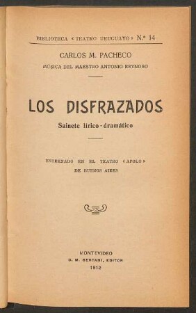 1912001400: Los disfrazados : sainete lírico-dramático ...