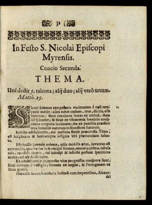 In Festo S. Nicolai Episcopi Myrensis. Concio Secunda.