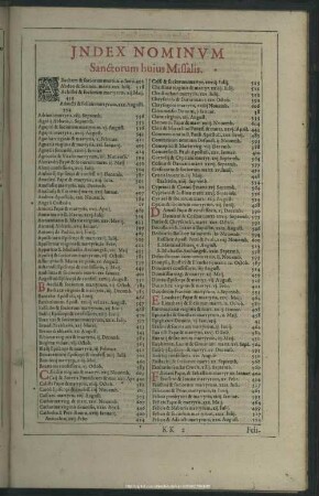 Index Nominum Sanctorum huius Missalis