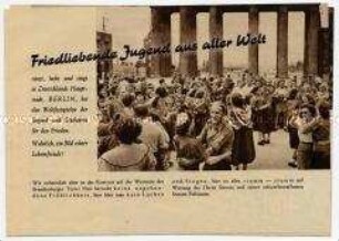 Illustrierte Agitationsschrift zur Volksbefragung für Friedensvertrag, gegen Remilitarisierung, anlässlich der Maßnahmen gegen Teilnehmer an den Weltfestspielen in Westberlin und westlichen Ländern